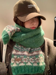 Thickened Christmas Knitted Scarf for Women Warm Neck Protection Versatile Fall Winter Scarf Student Friendly Long Rectangle