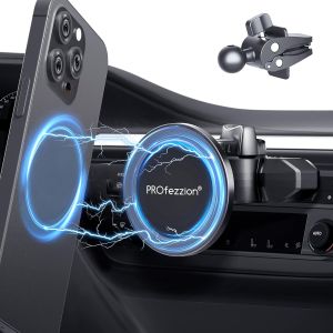 PROfezzion 2-Pack Magnetic Car Mount Phone Holder For CD Slot and Air Vent Clip for iPhone 16 15 14 13 12 Pro Max Plus & Android Mobbie Phones & Mag-Safe Case