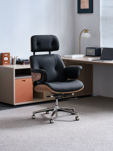 Genuine Leather Ergonomic Computer Chair Home Office Desk Chair Modern Study Room Big Class Chair Comfortable Long Sitting Chair