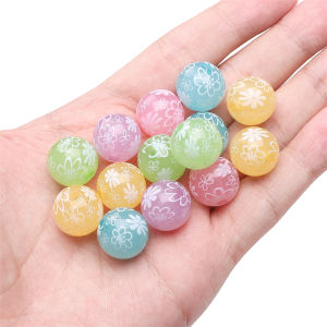 2pcs 16mm Acrylic Printed Beads Round Loose Spacer Beads For Handmade Bracelet Necklace Earring Keychain DIY Craft Jewelry Making Accessories