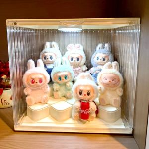 Transparent Display Case Labubu Doll Showcase Storage Organizer Plushie Rack Bubble Mat Blind Box Toy Storage Solution