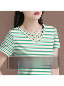 Áo Thun Nữ Dáng Ôm in Họa Tiết Thời Trang Mùa Hè Tay Ngắn Cổ Chữ V Thường Xuyên Polyester 95% Spandex 5%