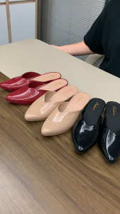 Capubew รุ่นเกาหลีของพื้นเรียบง่ายส้น - ส้นรองเท้าแตะชี้ไป ที่ผู้หญิงแฟชั่นผ้ารองเท้าแตะ#02