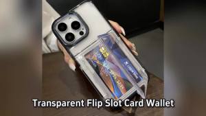 Transparent Flip Slot Card Wallet Holder Stand Case For iPhone 16 14 Pro Max 15 Plus 11 12 13 Shockproof Acrylic Hard Back Cover