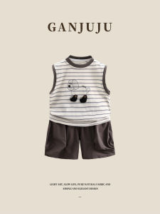 BOGUXIONG | Korean Style Cartoon Stripe Sleeveless Tank Top Set Summer