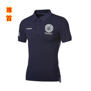 Summer Badge Embroider Short-Sleeved T-shirt Navy Blue British Polo Shirt Mens Golf Sports Slim-Fitting T-shirt Trendy