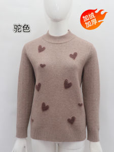 Thickened Fleece Maternity Sweater Half High Collar Warm Base Shirt for Middle-Aged And Elderly Women Autumn Winter New Style