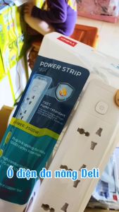 Ổ điện đa năng Deli 3-4 lỗ cắm công suất 2500W dây dài 3m/5m