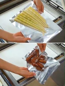 100pcs Half Silver Aluminum Half Clear Food Vacuum Sealer Sheet Vacuum Sealer Food Bag (10 size)