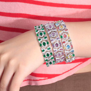 Sequito Tuyệt Đẹp Nhiều Màu Aaa đá Cubic Zirconia Pha Lê Lát Thiết lập Phụ Nữ chạm khoét Quyến Rũ Chuỗi Vòng Đeo tay vàng trắng Màu Sắc Vòng trang sức Tay Cho Buổi Tối Tiệc B218