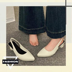 QKKshop รุ่นใหม่ แนะนำ รองเท้าส้นสูงแฟชั่น แบบสวม หัวแหลม มีสายรัดส้นด้วยนะ ปังไม่ไหว งานมาใหม่ วัสดุยางแก้ว นิ่ม ใส่สบาย โทนสีแต่งตัว แมทช์ลุคง่าย จะใส่ไปไหนก็เริ่ดดด