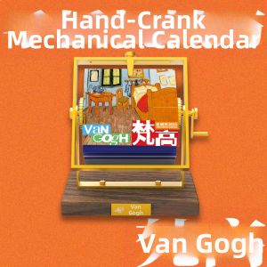 LIZHILIANBANGZOUMA | Hand Crank Desktop Calendar Wooden
