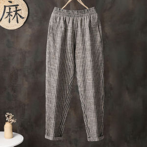 Stripes Cotton Linen Linen Womens Pants Summer Cropped Pants Casual Loose Loose Pants Plus Size Harem Skinny Jeans Artsy Baggy Pants