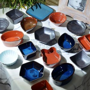 Japanese Style Ceramic Sauce Dish Dining Utensils Small  Style Commercial Use Irregular Shape Non-Handmade Dish