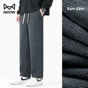 Quần dài MiiOW nam ống rộng họa tiết kẻ sọc dáng thể thao sử dụng thường ngày