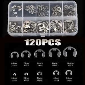 120pcs 1.5-10mm Retaining Snap Circlip Kit E-Clip Ring Clutch Lining Circlip For Shaft Bearing
