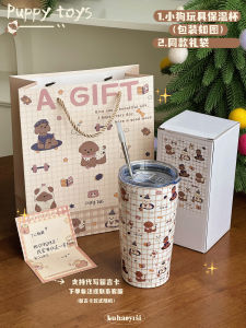 Large Capacity Stainless Steel Insulated Coffee Cup with Straw Female Style Cute Double Cover Universal Purpose Drinkware