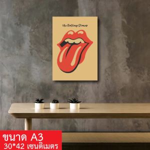 โปสเตอร์ The Rolling Stone Retro Style โปสเตอร์ติดผนัง (Size A3) โปสเตอร์กระดาษ รูปแต่งห้อง สไตร์ Retro