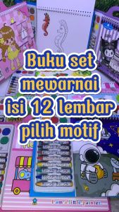 Buku Set Me WARNAI 3D Anak dengan Crayon Cat Air Motif Kartun Labubu