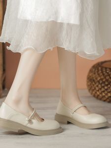 Mary Janes Womens Flats Spring New Chinese Style Walking Shoes Sisters Group Maidsmaid Shoes Fashionable Pearl Detailing