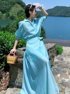 SHANGSHA | Dopamine Light Summer Dress Suit Blue