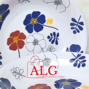 PROMO 4PCS PIRING MAKAN LEBAR 23CM MELAMINE TEBAL TAHAN PANAS - ULIR MOTIF ROSE TERBARU (BAYAR DI TEMPAT)