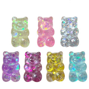 1PC single sale BlingBling transparent Bear shoes Charm DIY shoes accessories & for croc Shoes Women Girls