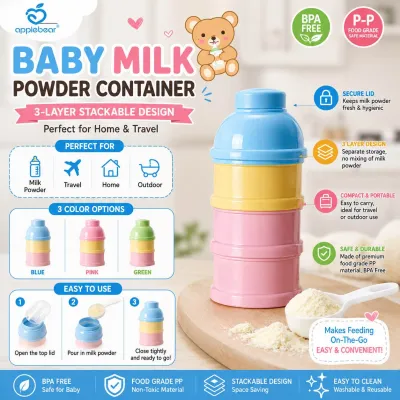 Portable 3-Tier Baby Milk Powder Storage Box Baby Milk Powder Container Bekas Simpan Susu Tepung Bayi 3 Tingkat