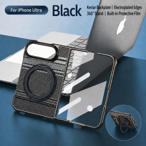 Luxury Carbon Fiber for Magsafe 360° Rotating Bracket Phone Case for iPhone Duo 2026 Screen Explosion-Proof Film Magnetic Cover