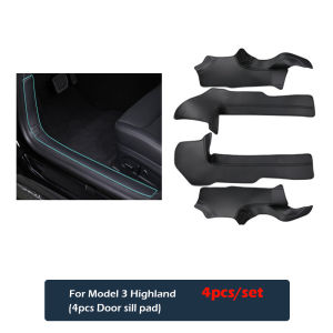 For Tesla Model 3 Highland Front Rear Door Sill Pad Welcome Pedal Threshold Strip Center Console Side PU Leather Accessories