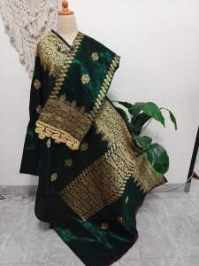 Songket silungkang full kristal gliter ijo gold