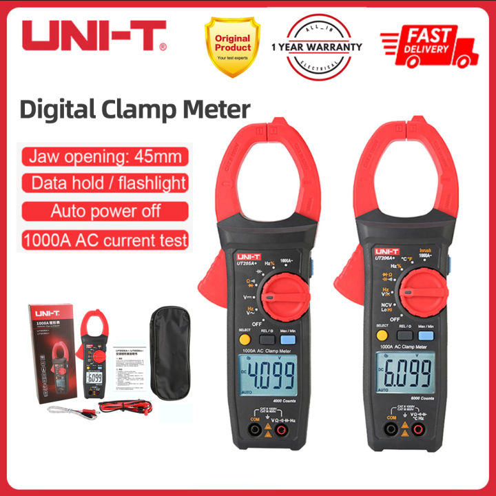 【Ready Stock】UNI-T UT205A+/UT206A+ Digital Clamp Meter 1000A DC/AC ...