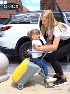 NEW Q-BOX Luggage Kids Travel Trolley Case 20 Inch Three bears Children Wheel Luggage Can Sit And Ride Bagasi