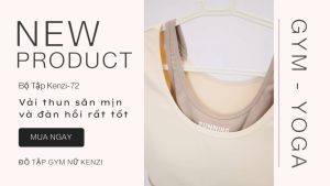 Bộ quần áo tập gym nữ vải co giãn 4 chiều có mút ngực - Set quần dài và áo croptop ngắn tay KENZI-72