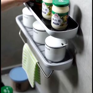 ECOCO ชั้นวางกัน บ้านห้อง การใช้งานง่าย ชั้นกระชับ ถูกเก็บของ ไม่ต้องผ่าตัด รุ่นสีชมพู พร้อมราวแขวนเซลล์