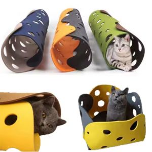 HATELI ที่นอนอุโมงค์แมวแบบพับได้สำหรับสัตว์เลี้ยงที่นอนท่ออุโมงค์เสื่อแมวเล่นแบบ DIY พรมของเล่นสำหรับของเล่นสำหรับสัตว์เลี้ยงทำความสะอาดง่ายสี่ฤดูกาลที่นอนเปลี่ยนรูปได้