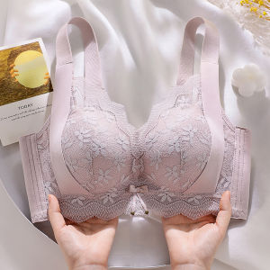 Wireless Bra Womens Gathered No Side Effects Full Cup Prevents Sagging Non Empty Cup Upper Support Underwear for Youth Females