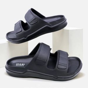 Sandal Karet Casual Pria Black Platform Sepatu Sandal Slide Pria Sendal Flat Selop Rumah Pria Anti Slip Cowok Dewasa Size 40-45