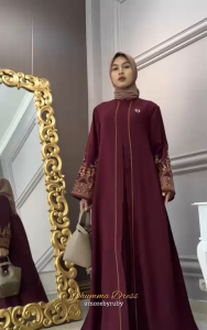 gamis modern gamis abaya terbaru lengan bordir simple elegant kekinian produk Amore by Ruby edisi dhumma dress