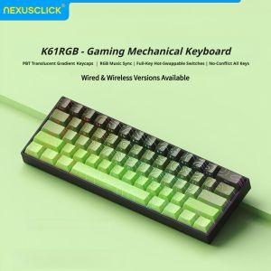 NexusClick Pro Esports 61 Keys Magnetic Mechanical Keyboard Wired Hot Swappable RGB Lighting PBT Keycaps Compact Gaming Keyboard
