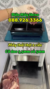 máy thái thịt 2 cửa máy có 2 cỡ dao cùng hoạt động song song vô cùng tiện lợi