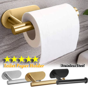 Self Adhesive Toilet Paper Holder Towel Rack Punch-free Paper Roll Storage Hanger Stainless Steel Kitchen Bathroom Accessories