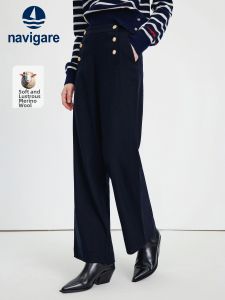 Navigare | High Waisted Wool Trousers Straight Leg