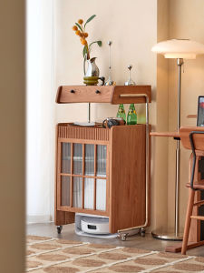 Cherry Wood Robot Vacuum Cleaner Storage Cabinet Mobile Sofa Side Table Cloud Whale Real Wood Cabinet Modern Simple Style