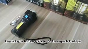Senter 4 LED COB Senter 4 Mode Jarak Jauh Senter Camping 4 Mode Lampu Led case Usb