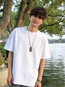 ZHUOCAN | Hand-sewn White Cotton T-Shirt Short Sleeve