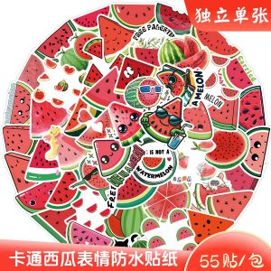 สติกเกอร์ตกแต่งหน้าบันทึกรูปmelon 55 ชิ้น ดูดซับน้ำ กาวติดได้ด้วยตัวเอง สติกเกอร์ตกแต่งภาพวาดลายนูนสุดน่ารักสำหรับเด็ก