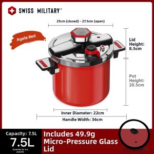 Swiss Military | Burst-proof Enamel Antibacterial Pressure Cooker Suitable for Gas and Induction Cooking