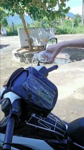 Túi treo đầu xe máy chống nước - Túi Grab dọc da Pu kháng mưa nhẹ chạy Grab Shipper rất tiện lợi