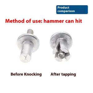 ASRV Strongly Fixed Drive Rivet Tapping Type Aluminum Rivet Flat round Head Full Aluminum Rivet New All-Aluminum Tapping Core Countersunk Head Expansion Nail Easy to Install